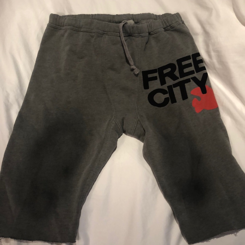 FreeCity distressed sweat-pant biker shorts